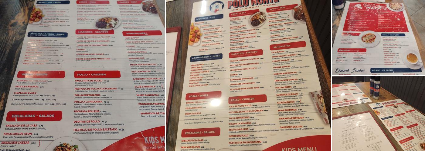 Polo Norte Kendall Menu
