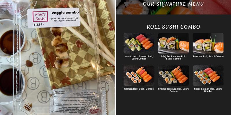 Mac's sushi Menu
