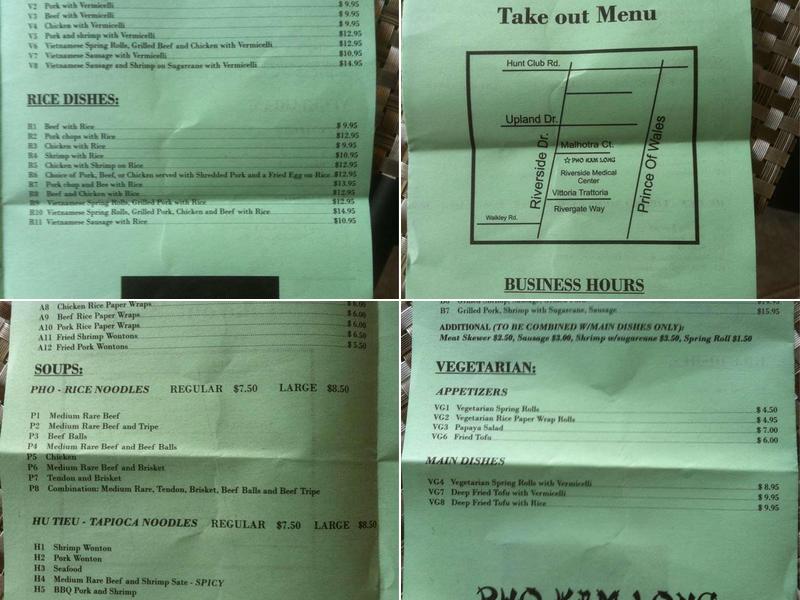 Pho Kam Long Restaurant Menu