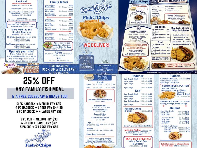 Captain George's Fish & Chips Cornwall Menu