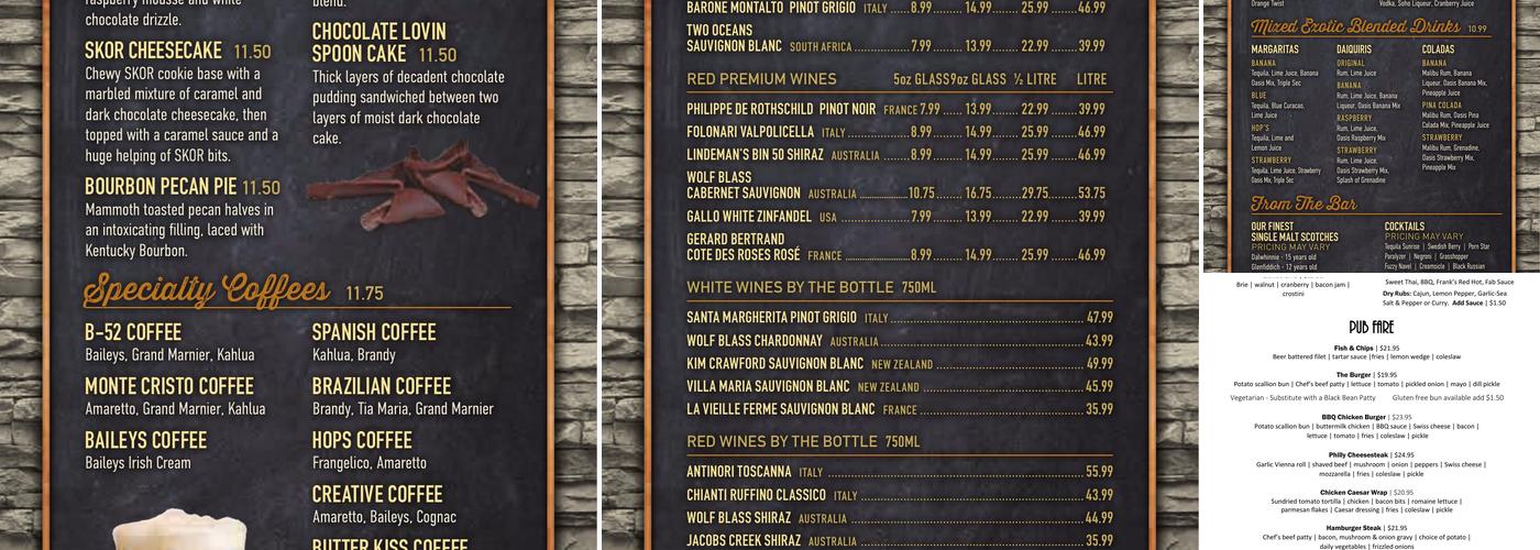 Hops & Barley Restaurant & Lounge Menu