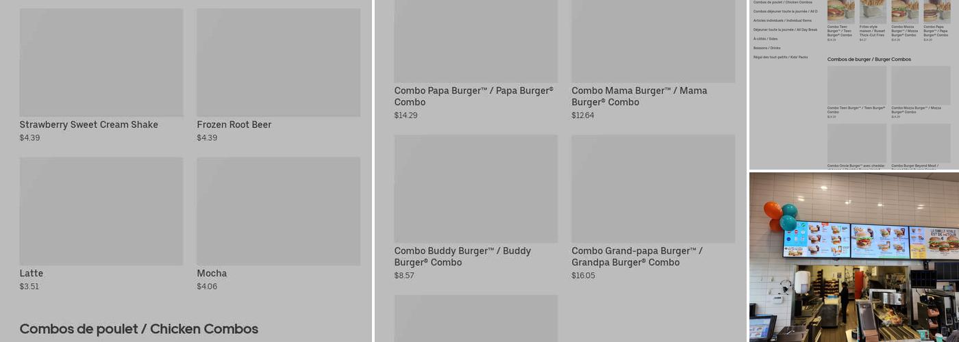A&W Canada Menu