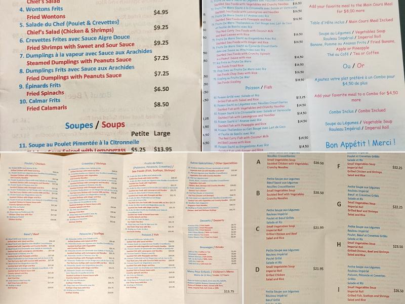 Restaurant Chez Lam Menu