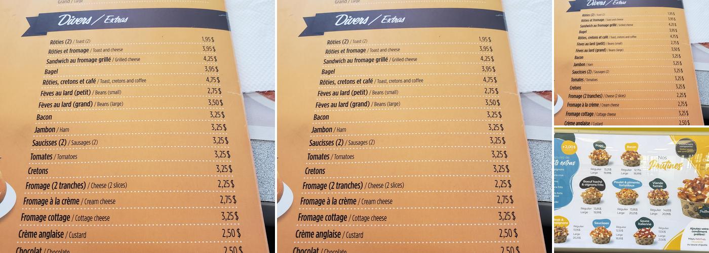 Le Petit Québec Delson Menu