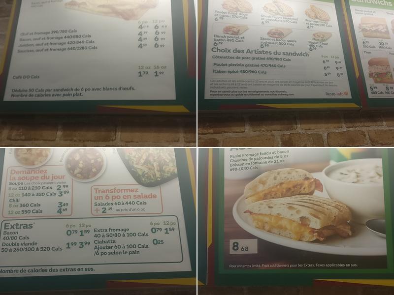 Subway Menu