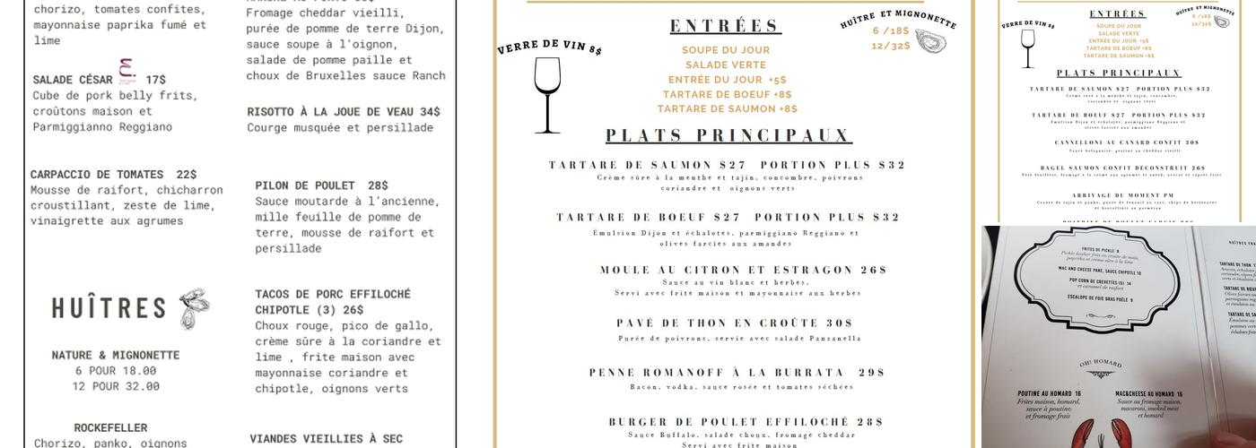 La réserve table et vin Menu