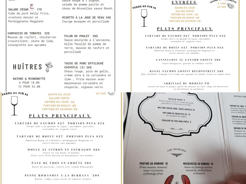 La réserve table et vin Menu