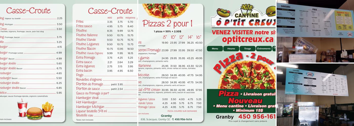 Cantine Ô P'tit Creux - Granby Menu