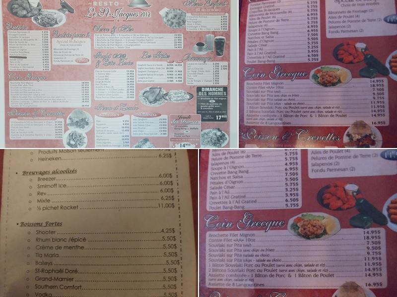 Resto Le St-Jacques Menu