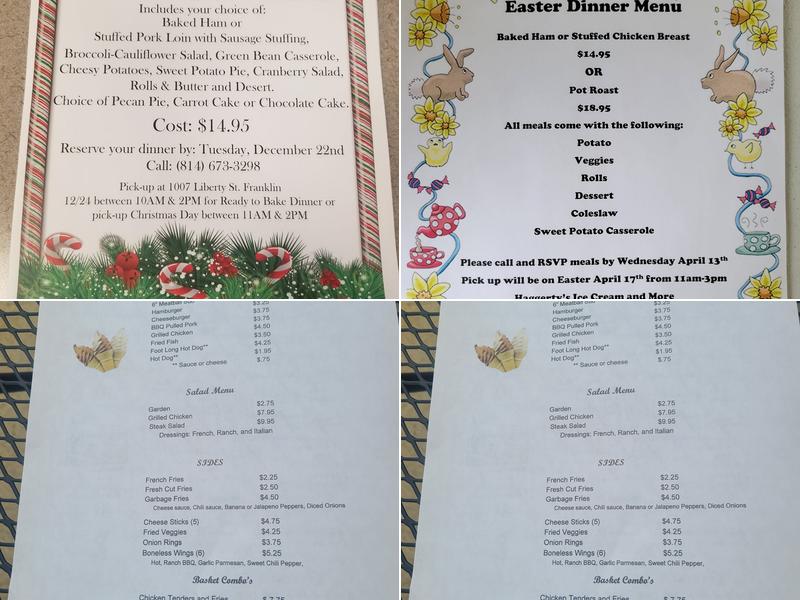 Dotty Haggerty's Ice Cream and More Menu