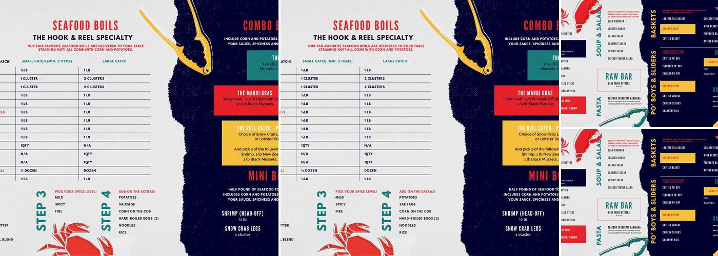 Hook & Reel Cajun Seafood Menu