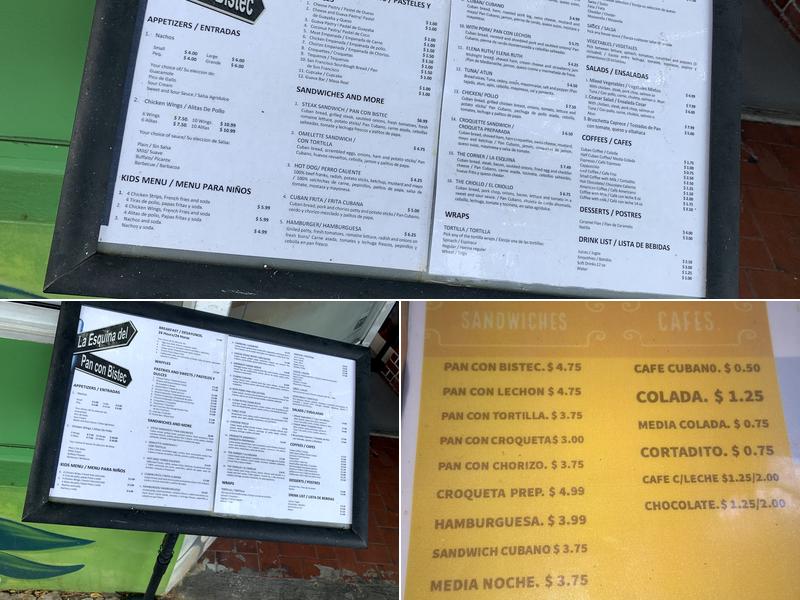 La Esquina del Pan con Bistec Menu