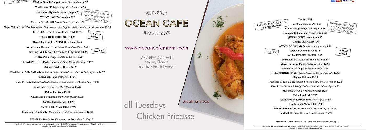 Ocean Cafe Menu