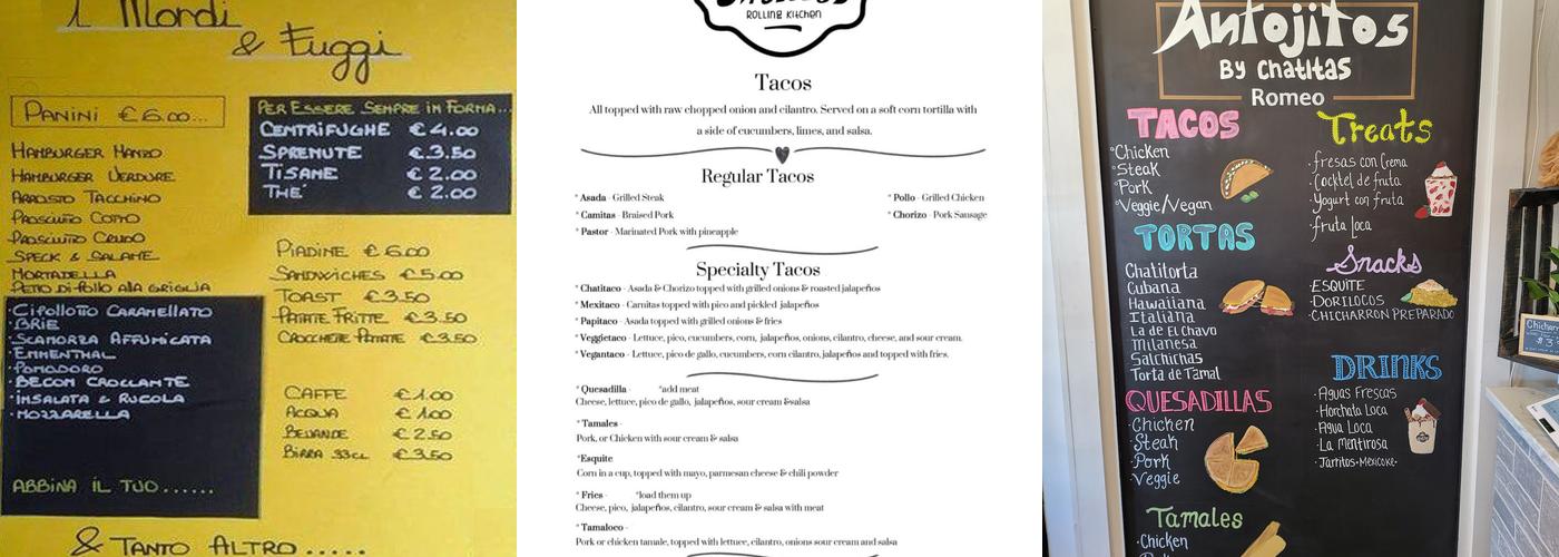 Chatitas Rolling Kitchen Menu