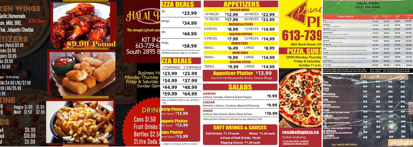 Halal Pizza Menu