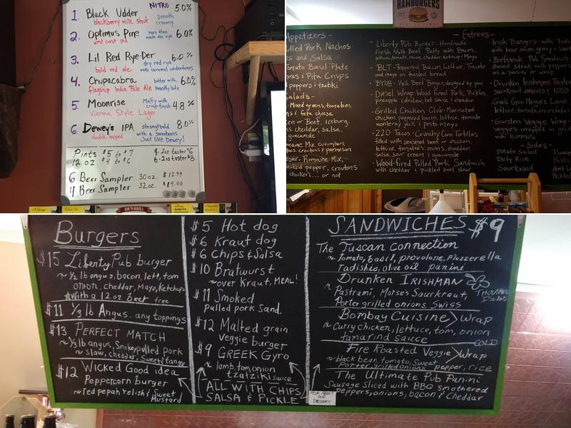 Liberty Craft cabins Menu