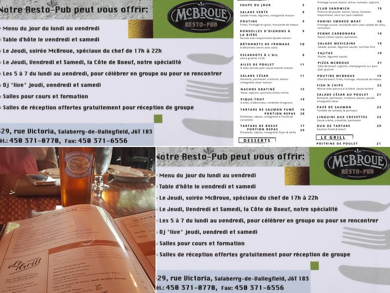 Resto Pub McBroue Menu