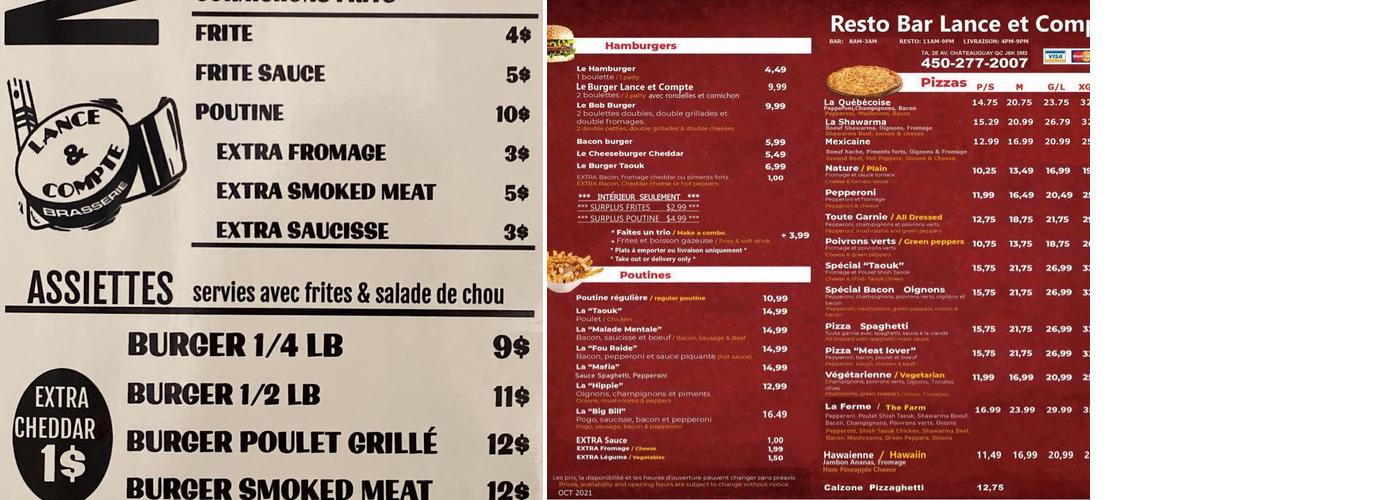 Resto Bar Lance Et Compte Menu