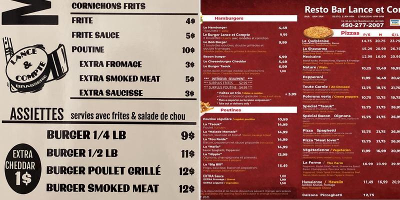 Resto Bar Lance Et Compte Menu