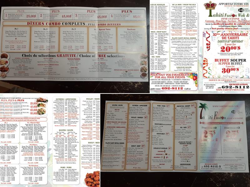 Restaurant Tahiti Fusion Menu