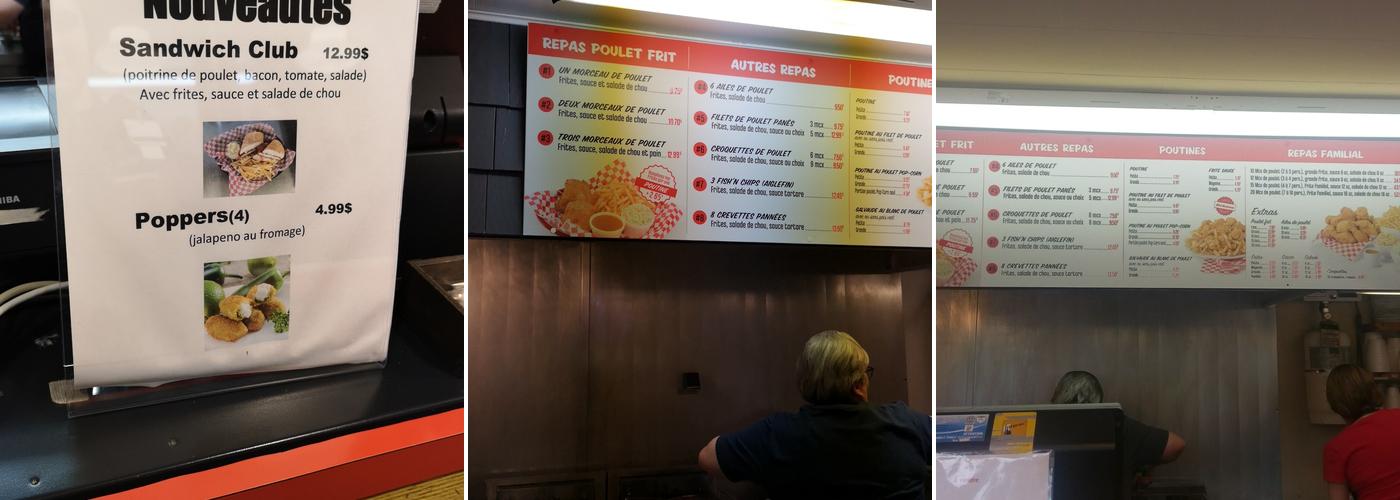 Au P'tit Poulet Menu