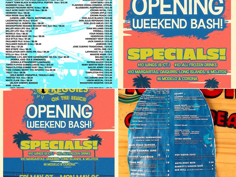 Reggies on the Beach Menu