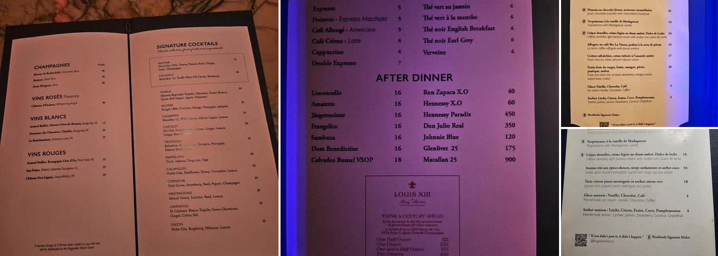 Bagatelle Miami Menu