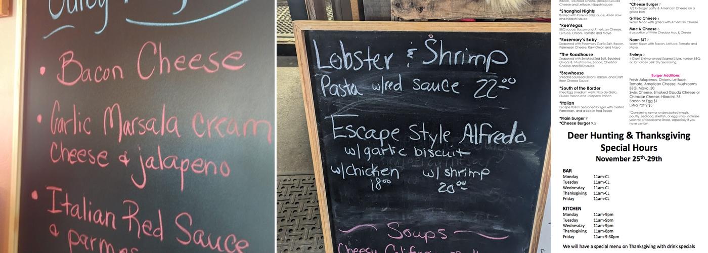 Escape on 2nd Ave Menu