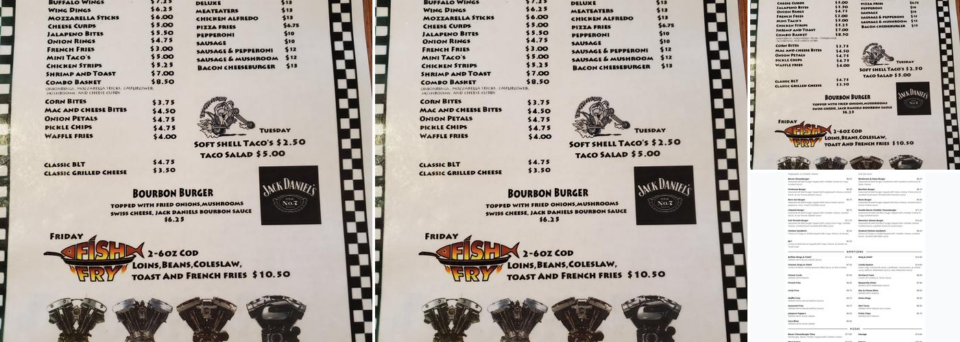 Waverly Full Throttle Saloon Menu