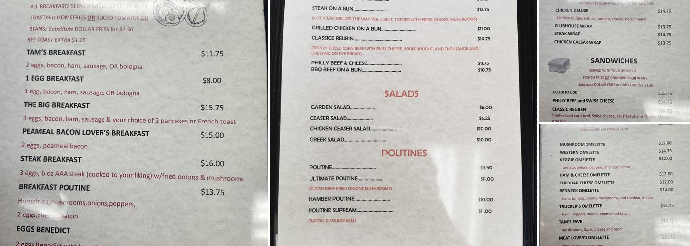 Tab’s Diner Menu