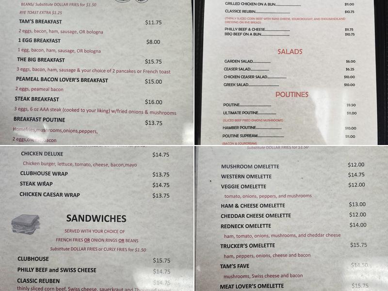 Tab’s Diner Menu