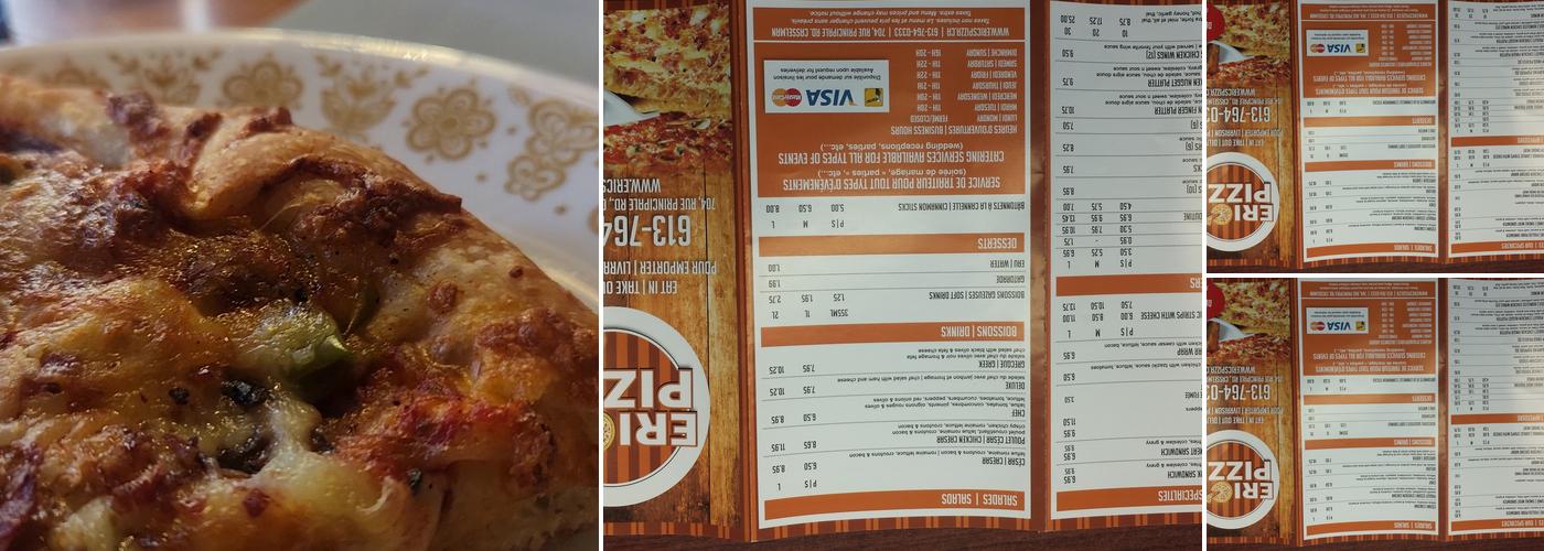 Eric's Pizza Menu