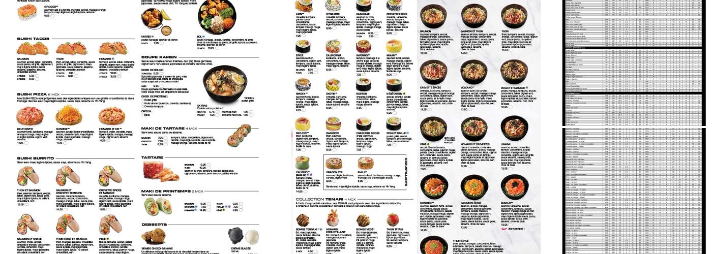 Sushi Shop Menu