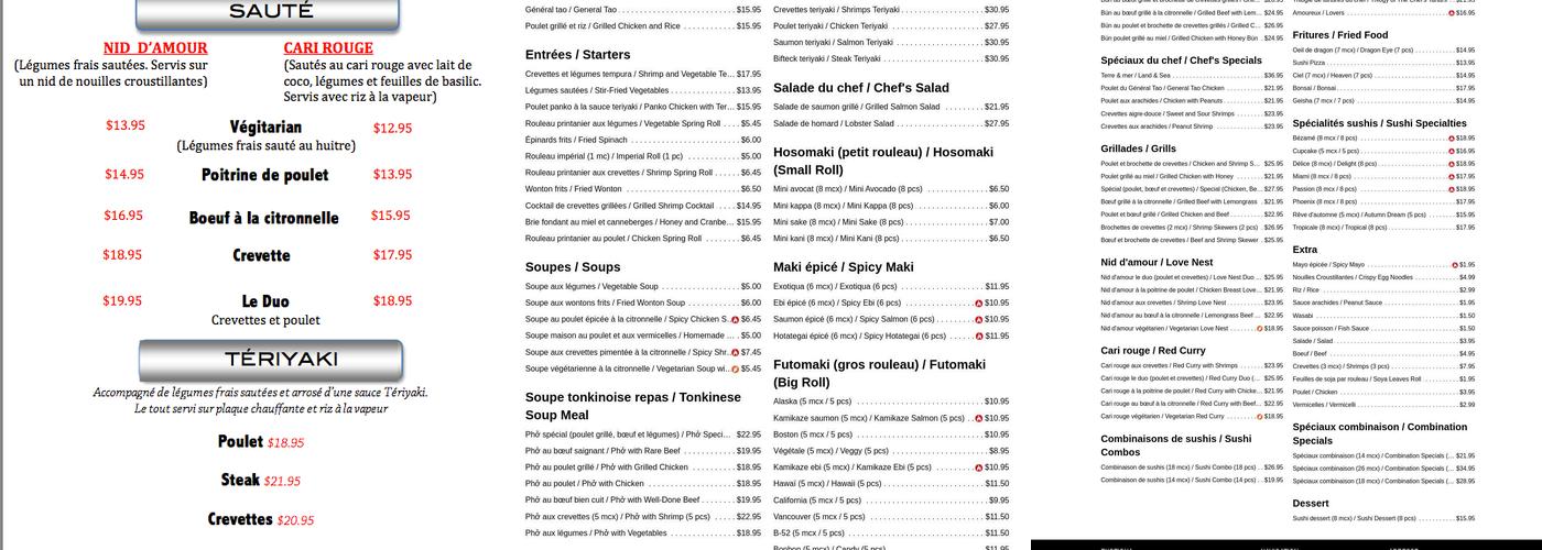 ExotiQua Menu