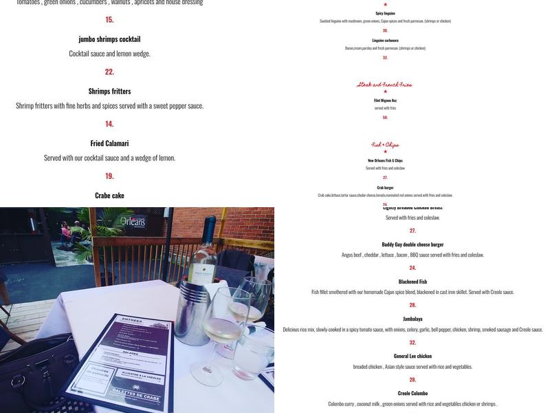 Restaurant La Nouvelle-Orléans Menu
