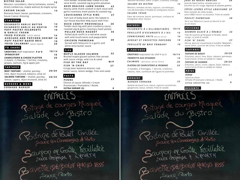 Bistro Fernand Menu