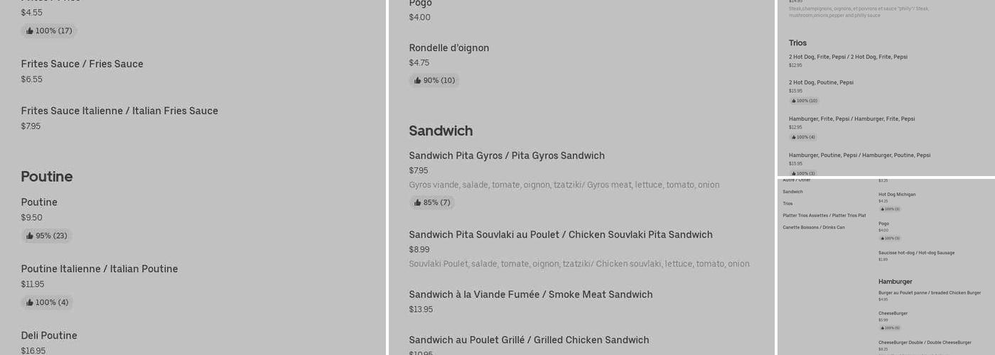 Pataterie La Belle Province Menu