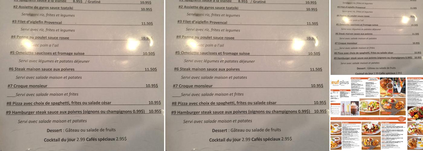 Oeuf plus course singer (Oeuf Plus) Menu