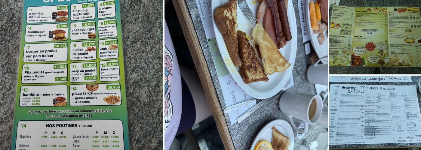 Resto Bar L'Oasis 2017 Menu