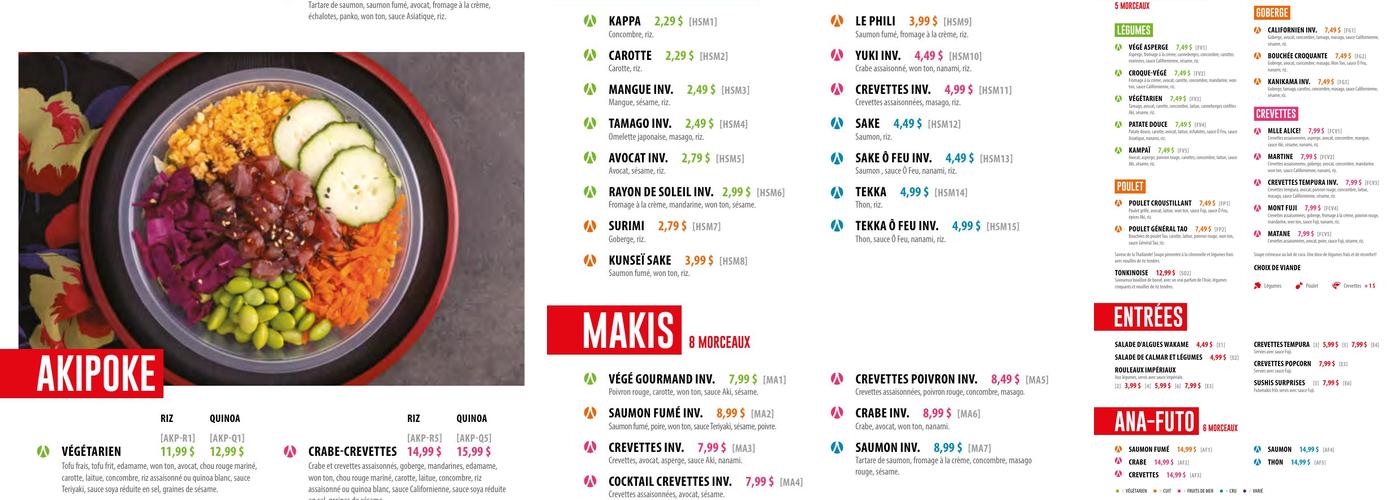 Aki Sushi Bromont Menu