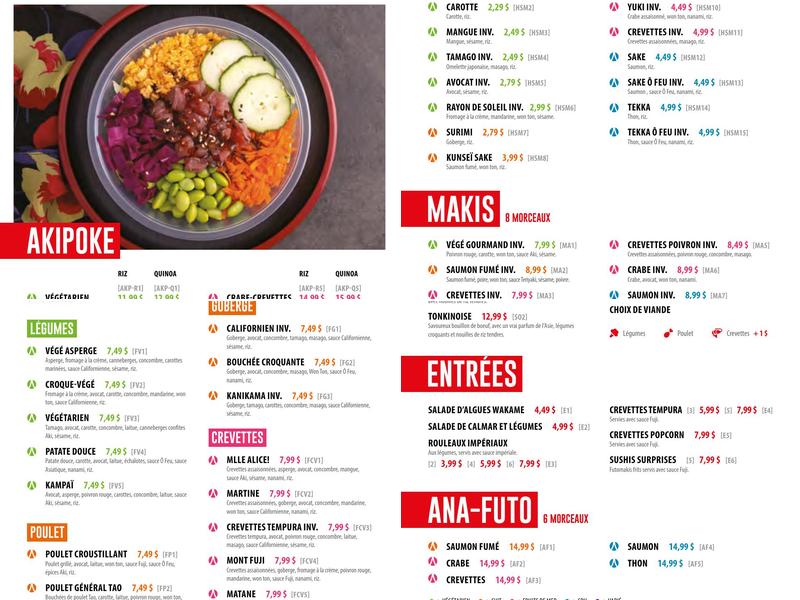 Aki Sushi Bromont Menu