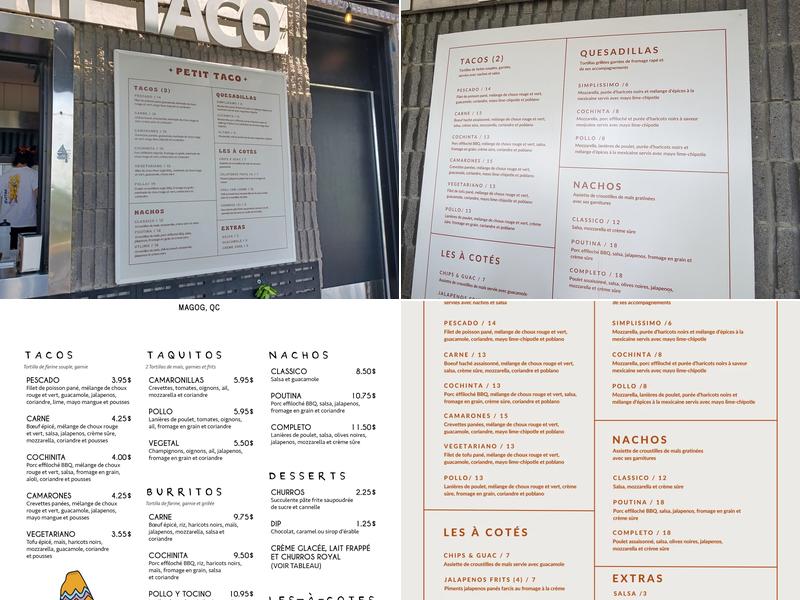 PETIT TACO Menu