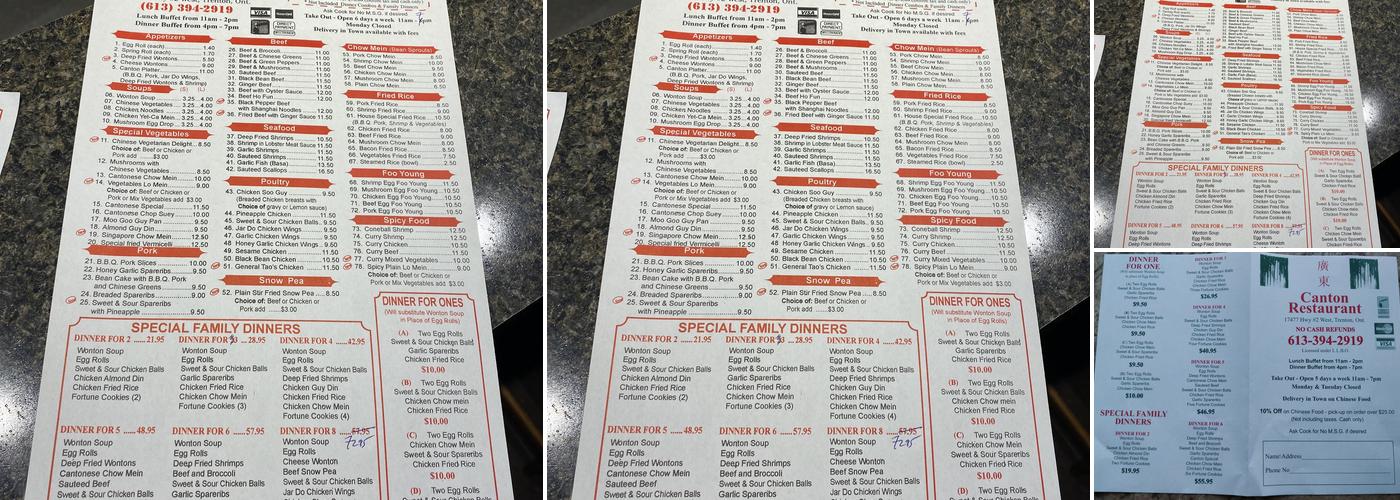 Canton Restaurant Menu