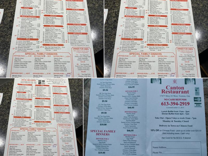 Canton Restaurant Menu