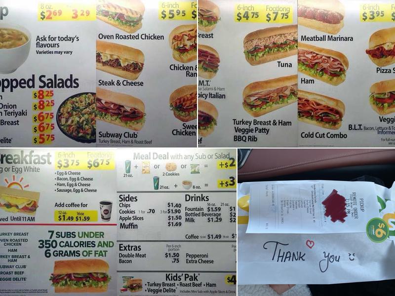 Subway Menu