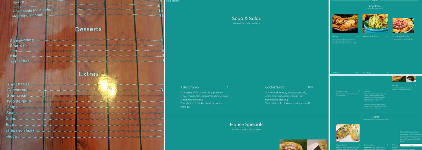 Latin Table Restaurant Menu