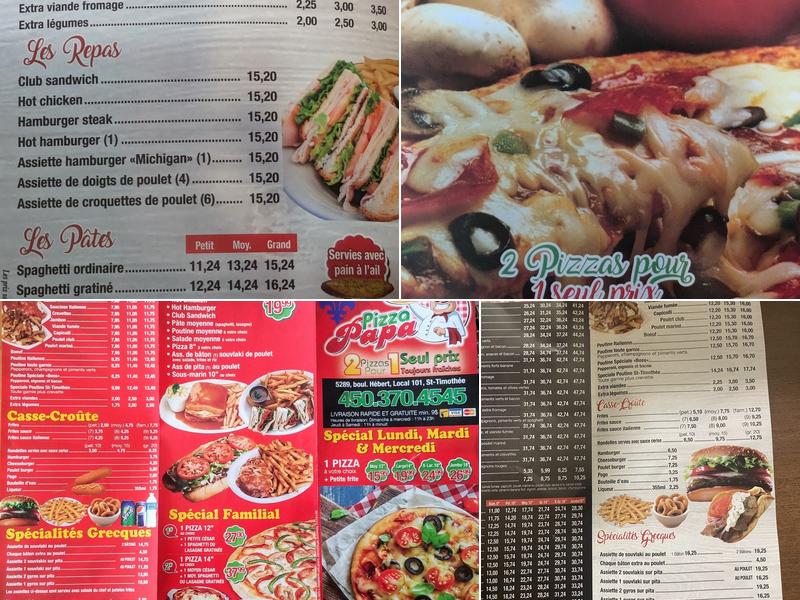 Papa Pizza Menu