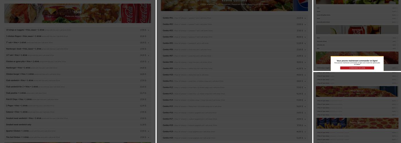 PIZZA Iberville Menu