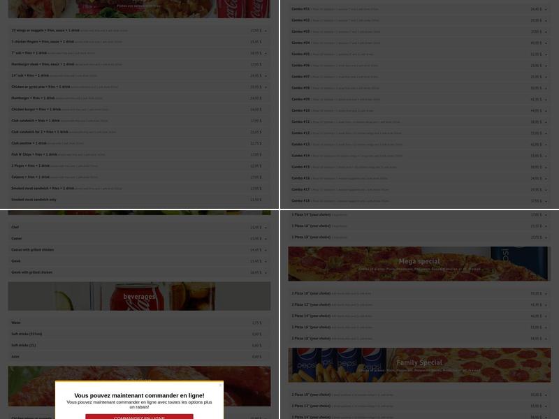 PIZZA Iberville Menu