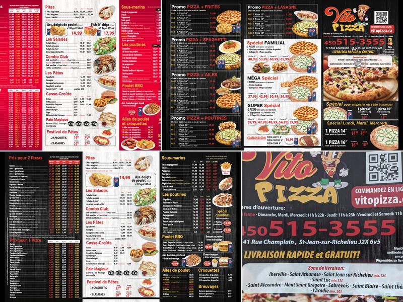 Vito Pizza Menu